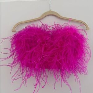 Fashion Nova Pink Feather Top